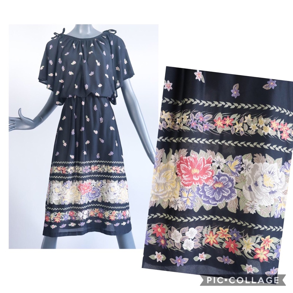 Vintage 70s Dress Floral Romantic 1970s Prairie